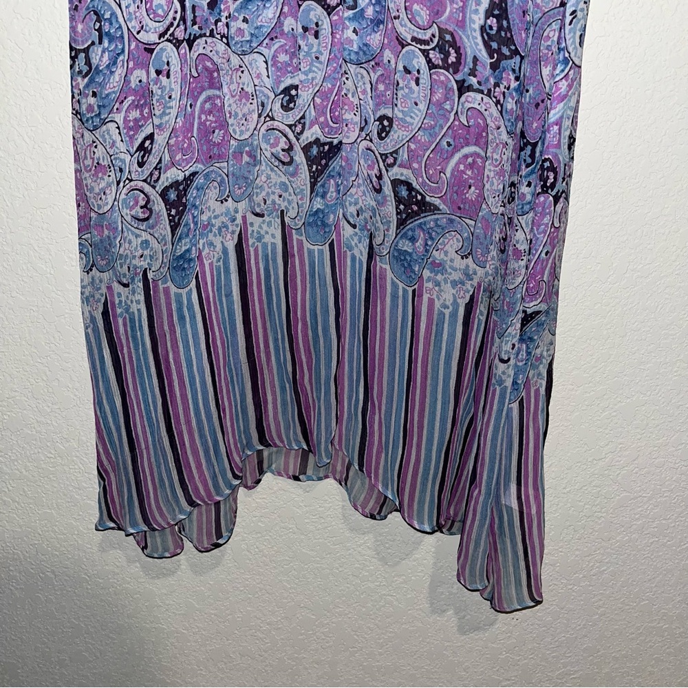 Calypso St. Barth 100% Silk Sheer Bead Boho Y2K Paisley Kimono Maxi Dress SZ 1 - Picture 9 of 15